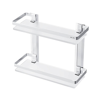 Полка двухуровневая стеклянная Sense L, 27,5х32х13 см, алюминий, A7455200