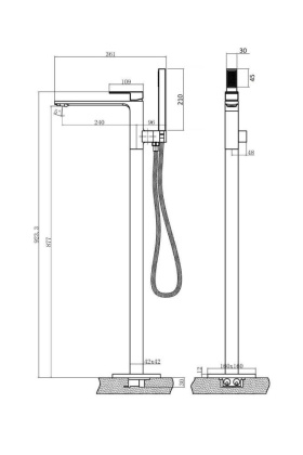 Orange Lutz M04-336b Однозахватный напольный смеситель для ванны Orange Lutz M04-336b Однозахватный напольный смеситель для ванны