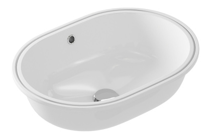 Овальная, встраиваемая снизу столешницы раковина CASPIA, размером 55 см. 