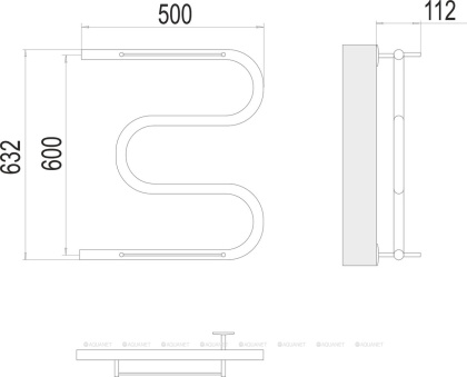 Полотенцесушитель Terminus М-образный с/п (1") 600х500