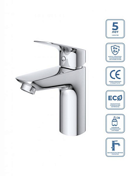 DUE Смеситель для раковины без донного клапана, хром DUE-LVM-CRM-W0