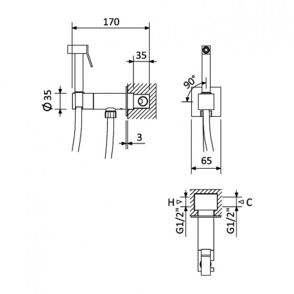 PORTA-DIF-01 Гигиенический душ со смесителем, исполнение Хром
