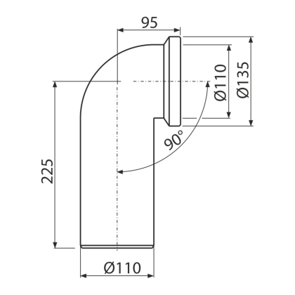 Колено для унитаза 90°