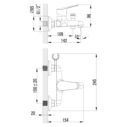 Смеситель  Lemark Partner LM6552C  для ванны Смеситель  Lemark Partner LM6552C  для ванны