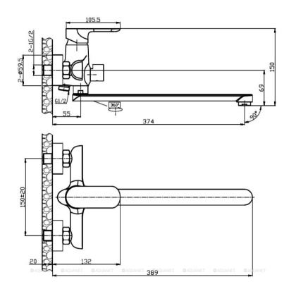 Смеситель для ванны/душа Agger Gorgeous A0221100 с душевым набором Смеситель для ванны/душа Agger Gorgeous A0221100 с душевым набором