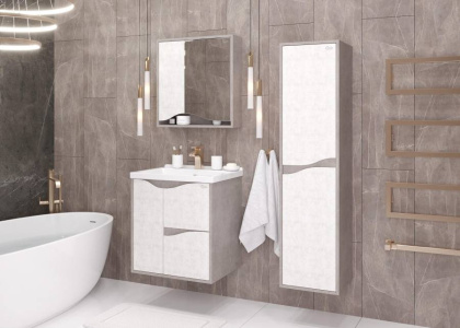 Пенал Onika Брендон 35 подвесной, бетон крем/камень светлый, универсальный