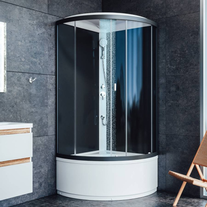 Душевая кабина Am.Pm с крышей, 90х90, стекло Графит, профиль Графит Душевая кабина Am.Pm с крышей, 90х90, стекло Графит, профиль Графит