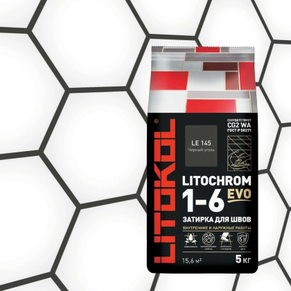 Затирка цементная LITOCHROM 1-6 EVO LE.145 черный уголь 5кг