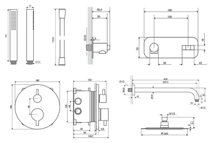 Термостатическая душевая система скрытого монтажа EXCELLENT Frost Termo AREX.4401CR (хром)
