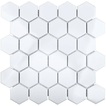 Керамическая мозаика, Hexagon small White Glossy 51x59, Geometry Керамическая мозаика, Hexagon small White Glossy 51x59, Geometry