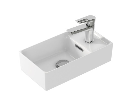 Прямоугольная тонкостенная мебельная раковина CREA с отверстием под смеситель, размером 40 см.