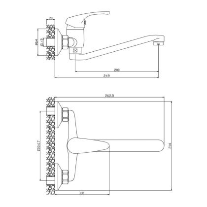 Смеситель д/кухни настенный AVILA, арт. 02410AV