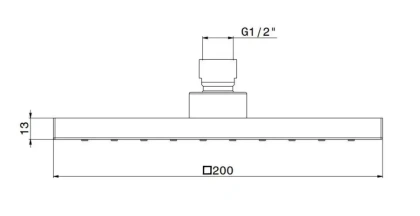 Латунная верхняя квадратная душевая лейка FUTURA «тропический дождь, без кронштейна, хром