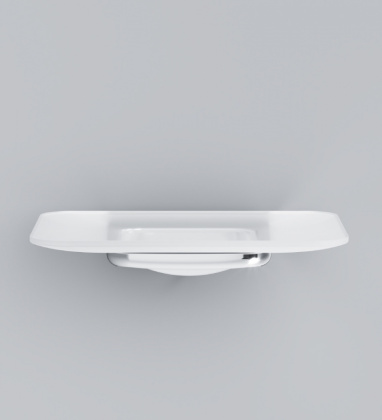 Стеклянная мыльница Inspire V2.0 с настенным держателем, 3,2х13х12,1 см, белая, A50A34200