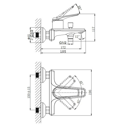 Смеситель для ванны с коротким изливом RUSH Nevis (NE1735-44)