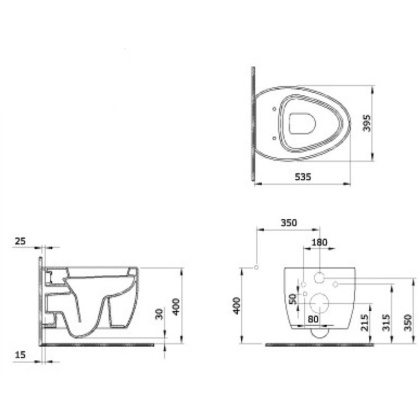 Унитаз подвесной Etna, 535х395, черный, 1116-005-0129, шт