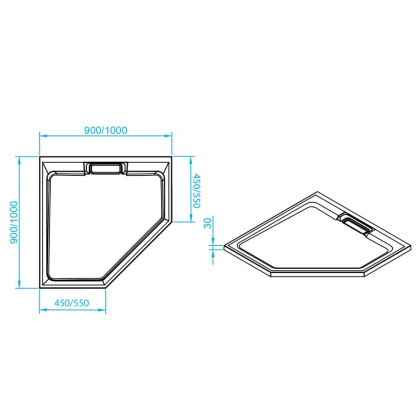 Душевой поддон  90*90*3 RGW STA-61 Черный/Трапеция  