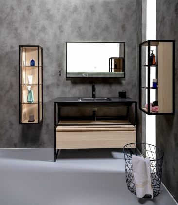 Пенал LOFT низкий light wood, полки стекло 895-L Boheme