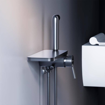 773500300 Origin Bit, монтируемый в стену Смеситель с гиг душем и полкой, чёрный, шт