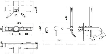 Смеситель для ванны с душем Paffoni Light LIG001CR (с внутренней частью)