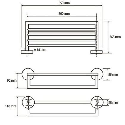 Полка для полотенец Bemeta Omega 104219072, Хром 550 мм Полка для полотенец Bemeta Omega 104219072, Хром 550 мм
