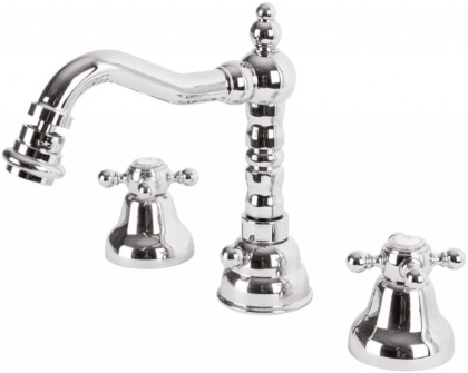 GOLF-BBS2-03/24 Смеситель на биде на три отверстия с донным клапаном Исполнение: Золото 24 карат, Ручки: Золото 24 карат  GOLF-BBS2-03/24 Смеситель на биде на три отверстия с донным клапаном Исполнение: Золото 24 карат, Ручки: Золото 24 карат