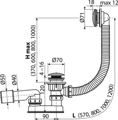 Слив для ванны, стандарт