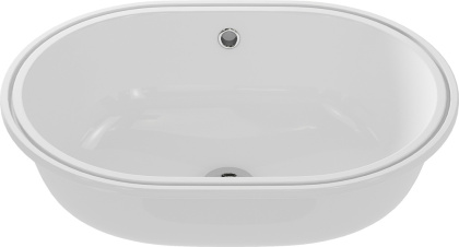 Овальная, встраиваемая снизу столешницы раковина CASPIA, размером 55 см. 