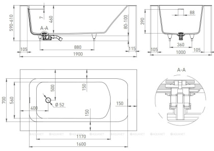Ванна из искусственного камня ORLANDO VASTA_KIT 190,102114G