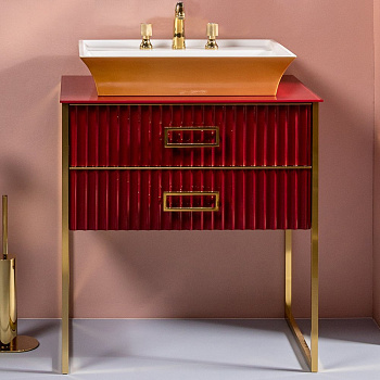 Тумба MONACO 80см h74см бордо глянец + золото под раковину чашу 867-080-RG Boheme