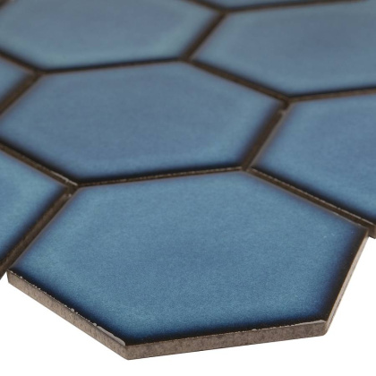 Керамическая мозаика Hexagon big Deep Blue Glossy 95x110, Geometry