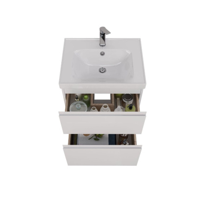 Тумба Lemark VEON 60см под 1 раковину, подвесная/напольная, 2 ящика, цвет корпуса, фасада: Белый глянец Тумба Lemark VEON 60см под 1 раковину, подвесная/напольная, 2 ящика, цвет корпуса, фасада: Белый глянец