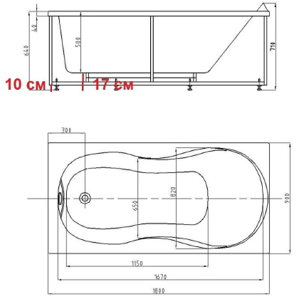 Акриловая ванна Акватек Мартиника 180х90 MAR180-0000053