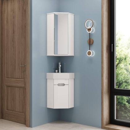 Тумба Onika Айленд 35 подвесная, белая, угловая (ум. Line)