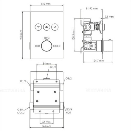 Neime 1944 Thermo Термостатический смеситель для ванны и душа Wasserkraft