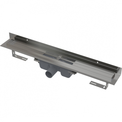 Водоотводящий желоб с порогами для цельной решетки и фиксированным воротником к стене