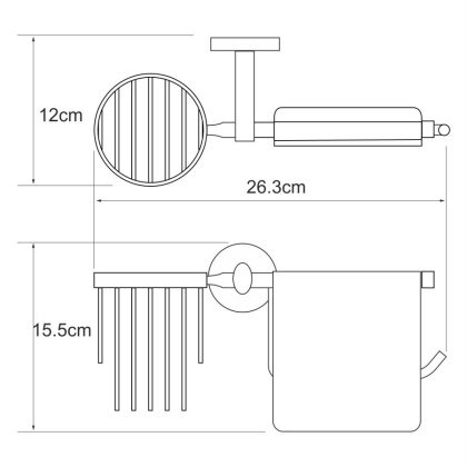 Держатель туалетной бумаги и освежителя Rhein, 26,3х15,5х12 см, хром, K-6259