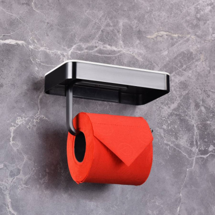 Бумагодержатель с полкой для телефона ABBER Westen AA1730B черный матовый Бумагодержатель с полкой для телефона ABBER Westen AA1730B черный матовый