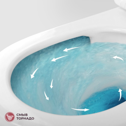 STREAM Унитаз подвесной безободковый со смывом "Торнадо" с сиденьем дюропласт soft close, CZR-2426-TH-TOR/SC