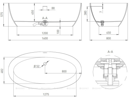Ванна из искусственного камня ALDA Nuova 160х80,101913G