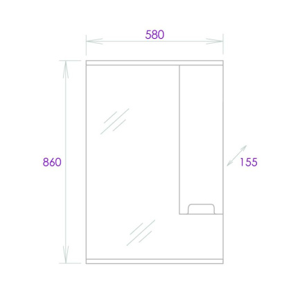 Шкаф-зеркало Onika Харпер 58 белый глянцевый, правый, с подсветкой