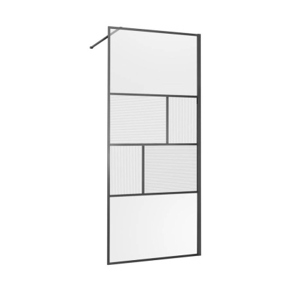 Душевая перегородка Walk-In VSW-1HC100CFGM, 1000*2000, вороненая сталь, стекло прозрачное/рифленое