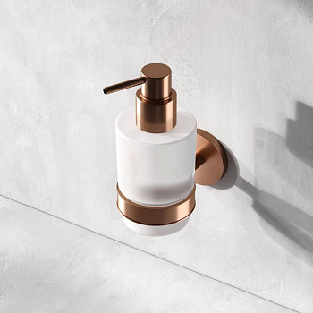 Стеклянный диспенсер для жидкого мыла с настенным держателем, розовое золото A85A36944