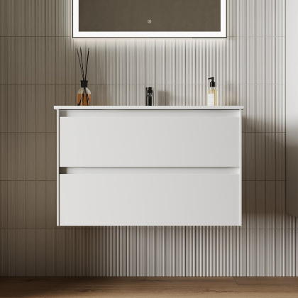 Тумба подвесная SANCOS Cento 790х450х500, c двумя ящиками оснащенными доводчиками, белый глянец, арт. CN80W Тумба подвесная SANCOS Cento 790х450х500, c двумя ящиками оснащенными доводчиками, белый глянец, арт. CN80W