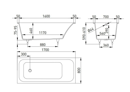 Ванна из литьевого мрамора Salini Orlanda 170х80 102026M матовая