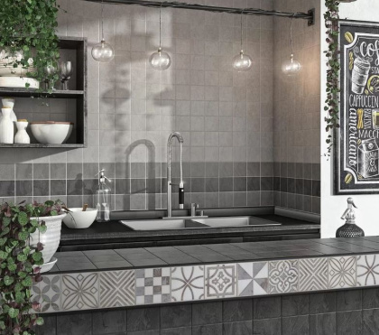 Вставка STG\A407\1266H Aмальфи орнамент коричневый 9,9*9,9*7 (1кор/30шт), шт