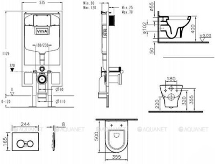 Унитаз с инсталляцией Vitra Zentrum 9012B003-7206