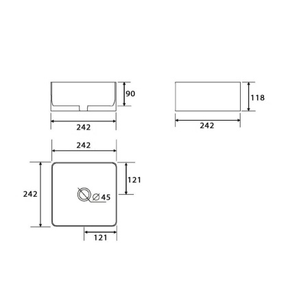Умывальник Point Аврора 24 PN43101 квадратный, белый