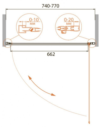 RELAX-B-1-90-C-Bi Душевая дверь Условный размер, мм:900-1850 Габариты с диапазоном регулировок, мм:(890-920)x1850 Ширина входа, мм:812  RELAX-B-1-90-C-Bi Душевая дверь Условный размер, мм:900-1850 Габариты с диапазоном регулировок, мм:(890-920)x1850 Ширина входа, мм:812