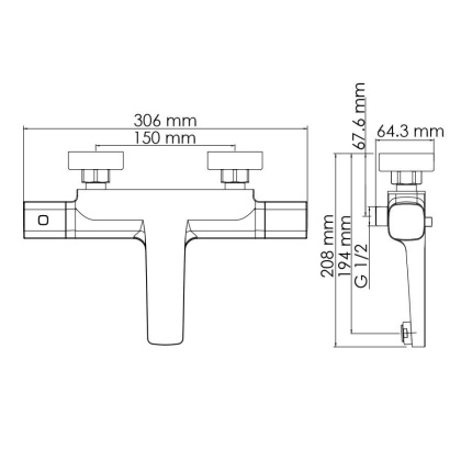 Naab 8611 Thermo Термостатический смеситель для ванны и душа Naab 8611 Thermo Термостатический смеситель для ванны и душа